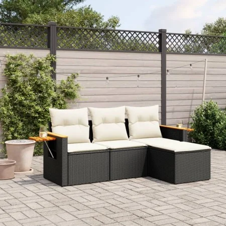 4-piece garden sofa set with black synthetic rattan cushions by , Garden sets - Ref: Foro24-3226742, Price: 249,28 €, Discoun...