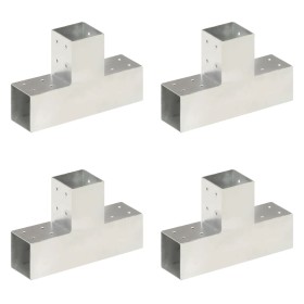 Conectores de postes en T 4 uds metal galvanizado 81x81 mm