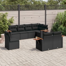 8-piece garden sofa set and black synthetic rattan cushions by , Garden sets - Ref: Foro24-3227000, Price: 579,02 €, Discount: %