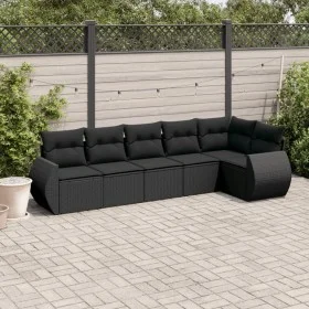 6-teiliges Gartensofa-Set und schwarze synthetische Rattankissen von , Gartensets - Ref: Foro24-3221384, Preis: 441,76 €, Rab...