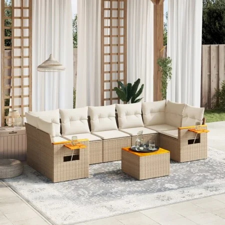 Juego de sofás de jardín con cojines beige 8 pzas ratán PE de , Conjuntos de jardín - Ref: Foro24-3226653, Precio: 599,91 €, ...
