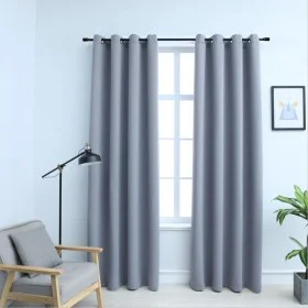 Blackout curtains with metal rings 2 pieces gray 140x225 cm by vidaXL, Curtains and curtains - Ref: Foro24-134427, Price: 39,...
