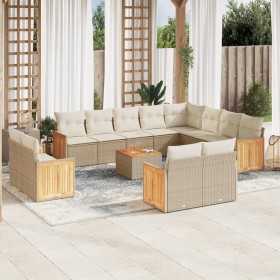 Garden sofa set with cushions 13 pieces beige synthetic rattan by , Garden sets - Ref: Foro24-3228200, Price: 855,78 €, Disco...