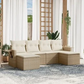 Garden sofa set with cushions 6 pieces beige synthetic rattan by , Garden sets - Ref: Foro24-3252855, Price: 449,25 €, Discou...
