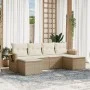 Garden sofa set with cushions 6 pieces beige synthetic rattan by , Garden sets - Ref: Foro24-3252855, Price: 449,29 €, Discou...