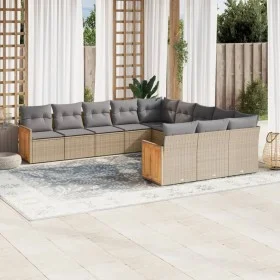 Set de sofás de jardín 11pzas con cojines ratán sintético beige de , Conjuntos de jardín - Ref: Foro24-3228110, Precio: 687,0...
