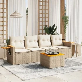 Gartensofa-Set mit Kissen, 5-teilig, beiges synthetisches Rattan von , Gartensets - Ref: Foro24-3226618, Preis: 362,10 €, Rab...