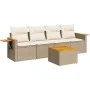 Garden sofa set with cushions 5 pieces beige synthetic rattan by , Garden sets - Ref: Foro24-3226618, Price: 362,10 €, Discou...
