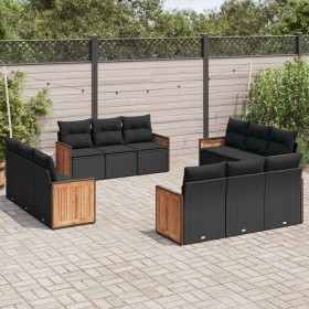 Gartensofa-Set 12-teilig mit schwarzen synthetischen Rattankissen von , Gartensets - Ref: Foro24-3227511, Preis: 854,76 €, Ra...