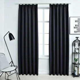 Blackout curtains with hooks 2 pieces black 140x245 cm by vidaXL, Curtains and curtains - Ref: Foro24-134416, Price: 36,20 €,...
