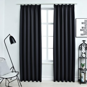 Verdunkelungsvorhänge mit Haken 2 Stück schwarz 140x245 cm von vidaXL, Vorhänge und Gardinen - Ref: Foro24-134416, Preis: 34,...
