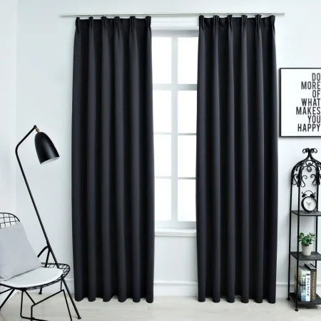 Blackout curtains with hooks 2 pieces black 140x245 cm by vidaXL, Curtains and curtains - Ref: Foro24-134416, Price: 36,20 €,...