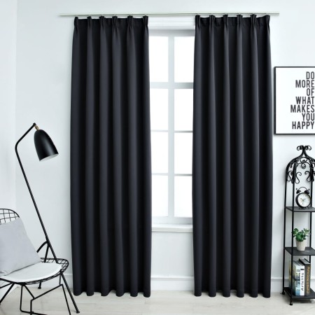 Verdunkelungsvorhänge mit Haken 2 Stück schwarz 140x245 cm von vidaXL, Vorhänge und Gardinen - Ref: Foro24-134416, Preis: 34,...