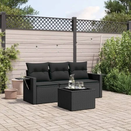 4-piece garden sofa set with black synthetic rattan cushions by , Garden sets - Ref: Foro24-3252202, Price: 309,54 €, Discoun...