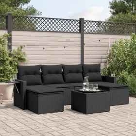 7-piece garden dining set and black synthetic rattan cushions by , Garden sets - Ref: Foro24-3252862, Price: 464,24 €, Discou...