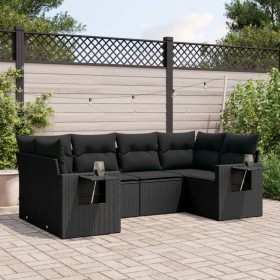 6-teiliges Gartensofa-Set und schwarze synthetische Rattankissen von , Gartensets - Ref: Foro24-3252912, Preis: 463,08 €, Rab...