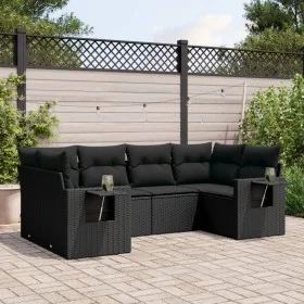 6-teiliges Gartensofa-Set und schwarze synthetische Rattankissen von , Gartensets - Ref: Foro24-3252912, Preis: 454,65 €, Rab...