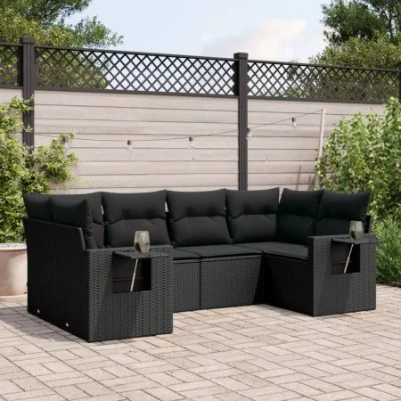 6-piece garden sofa set and black synthetic rattan cushions by , Garden sets - Ref: Foro24-3252912, Price: 454,65 €, Discount: %