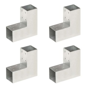 Conectores de postes en L 4 uds metal galvanizado 71x71 mm