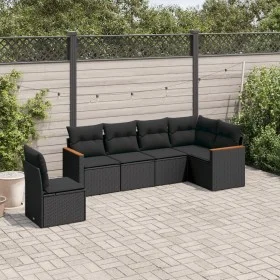 6-teiliges Gartensofa-Set und schwarze synthetische Rattankissen von , Gartensets - Ref: Foro24-3258415, Preis: 411,21 €, Rab...
