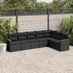 7-piece garden dining set and black synthetic rattan cushions by , Garden sets - Ref: Foro24-3258429, Price: 484,27 €, Discou...