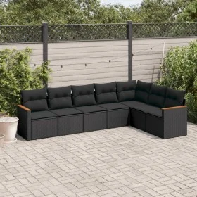 7-piece garden dining set and black synthetic rattan cushions by , Garden sets - Ref: Foro24-3258429, Price: 466,73 €, Discou...