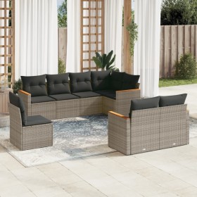 Set de sofás de jardín 8 pzas y cojines ratán sintético gris de , Conjuntos de jardín - Ref: Foro24-3258567, Precio: 533,16 €...