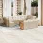 Garden sofa and cushion set 14 pieces beige synthetic rattan by , Garden sets - Ref: Foro24-3228144, Price: 940,76 €, Discoun...