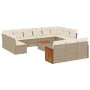 Garden sofa and cushion set 14 pieces beige synthetic rattan by , Garden sets - Ref: Foro24-3228144, Price: 940,76 €, Discoun...