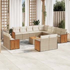 Set sofás de jardín 14 pzas con cojines ratán sintético beige de , Conjuntos de jardín - Ref: Foro24-3228214, Precio: 906,82 ...