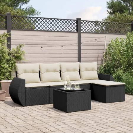 6-teiliges Gartensofa-Set und schwarze synthetische Rattankissen von , Gartensets - Ref: Foro24-3221295, Preis: 365,82 €, Rab...
