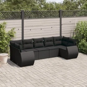 7-piece garden dining set and black synthetic rattan cushions by , Modular outdoor sofas - Ref: Foro24-3221784, Price: 523,78...