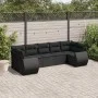7-piece garden dining set and black synthetic rattan cushions by , Modular outdoor sofas - Ref: Foro24-3221784, Price: 523,85...