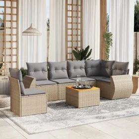 7-teiliges Gartensofa-Set und beigefarbene synthetische Rattankissen von , Gartensets - Ref: Foro24-3225030, Preis: 458,38 €,...