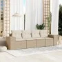 Garden sofa set with cushions 4 pieces beige synthetic rattan by , Modular outdoor sofas - Ref: Foro24-3222277, Price: 298,72...