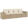 Garden sofa set with cushions 4 pieces beige synthetic rattan by , Modular outdoor sofas - Ref: Foro24-3222277, Price: 298,72...