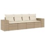 Gartensofa-Set mit Kissen, 4-teilig, beiges synthetisches Rattan von , Modulare Sofas für den Außenbereich - Ref: Foro24-3222...