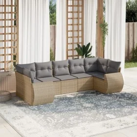Set of 7-piece garden sofas and beige synthetic rattan cushions by , Modular outdoor sofas - Ref: Foro24-3221788, Price: 491,...