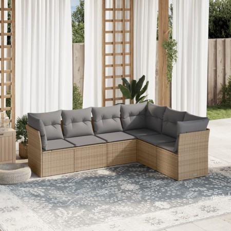 Garden sofa set with 6-piece synthetic rattan beige cushions by , Garden sets - Ref: Foro24-3249518, Price: 393,47 €, Discoun...