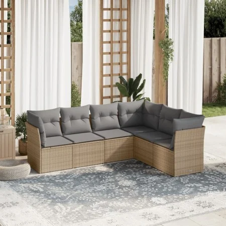 Garden sofa set with 6-piece synthetic rattan beige cushions by , Garden sets - Ref: Foro24-3249518, Price: 381,37 €, Discoun...