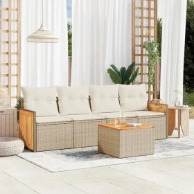 Set Gartensofas mit Kissen 5 Stück synthetisches Rattan beige von , Gartensets - Ref: Foro24-3227458, Preis: 324,98 €, Rabatt: %