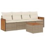 Set Gartensofas mit Kissen 5 Stück synthetisches Rattan beige von , Gartensets - Ref: Foro24-3227458, Preis: 288,26 €, Rabatt: %