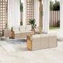 Set of 7-piece garden sofas and beige synthetic rattan cushions by , Garden sets - Ref: Foro24-3227472, Price: 488,51 €, Disc...