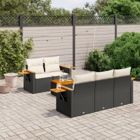 Set de sofás de jardín 6 piezas y cojines ratán sintético negro by , Garden sets - Ref: Foro24-3226623, Price: 402,12 €, Disc...
