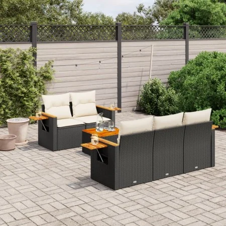 Set de sofás de jardín 6 piezas y cojines ratán sintético negro by , Garden sets - Ref: Foro24-3226623, Price: 399,60 €, Disc...