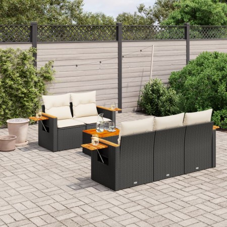 Set de sofás de jardín 6 piezas y cojines ratán sintético negro by , Garden sets - Ref: Foro24-3226623, Price: 413,26 €, Disc...