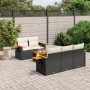 Set de sofás de jardín 6 piezas y cojines ratán sintético negro by , Garden sets - Ref: Foro24-3226623, Price: 413,26 €, Disc...