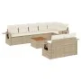 9-teiliges Gartensofa-Set mit beigen synthetischen Rattankissen von , Modulare Sofas für den Außenbereich - Ref: Foro24-32246...