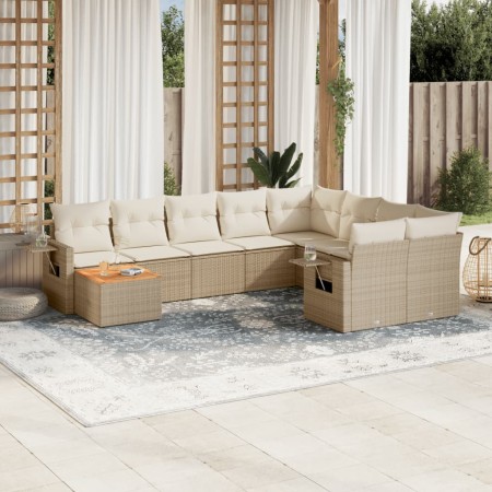 Garden sofa set with beige cushions 10 pieces synthetic rattan by , Modular outdoor sofas - Ref: Foro24-3224728, Price: 631,6...