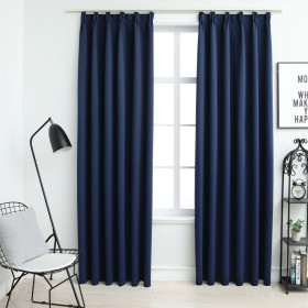 Cortinas opacas con ganchos 2 piezas azul 140x175 cm